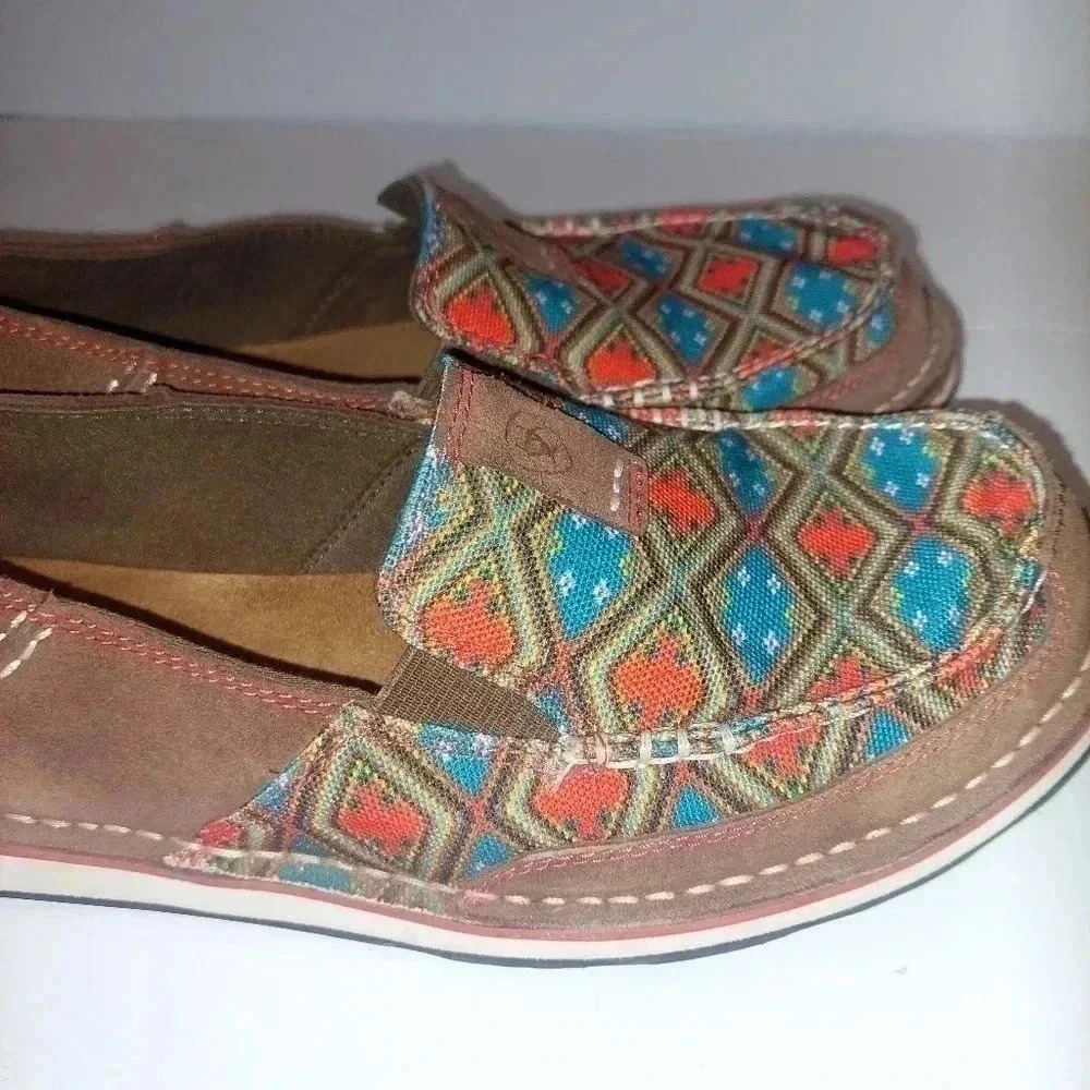 Ariat Cruiser Saddle Tan Suede/Aztec Print Shoe Womens 9.5 B - Picture 7 of 10